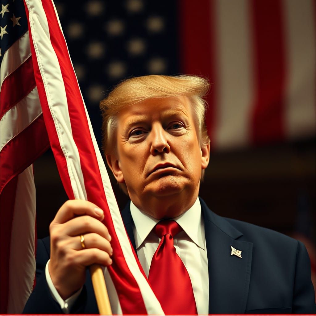 Epic Cinematic Portrait of a Leader with the Stars and Strip...