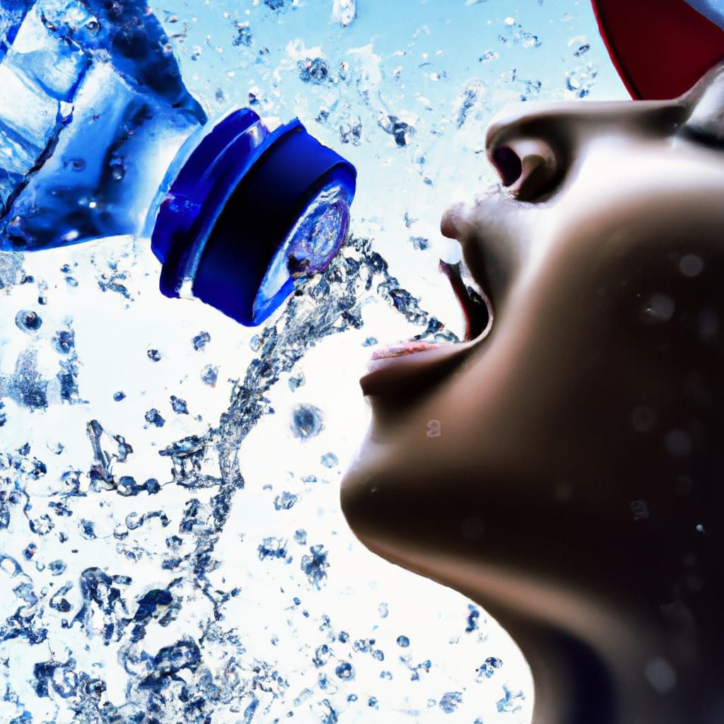 Refreshing Water Splash into Athlete's Mouth: 3D Render
