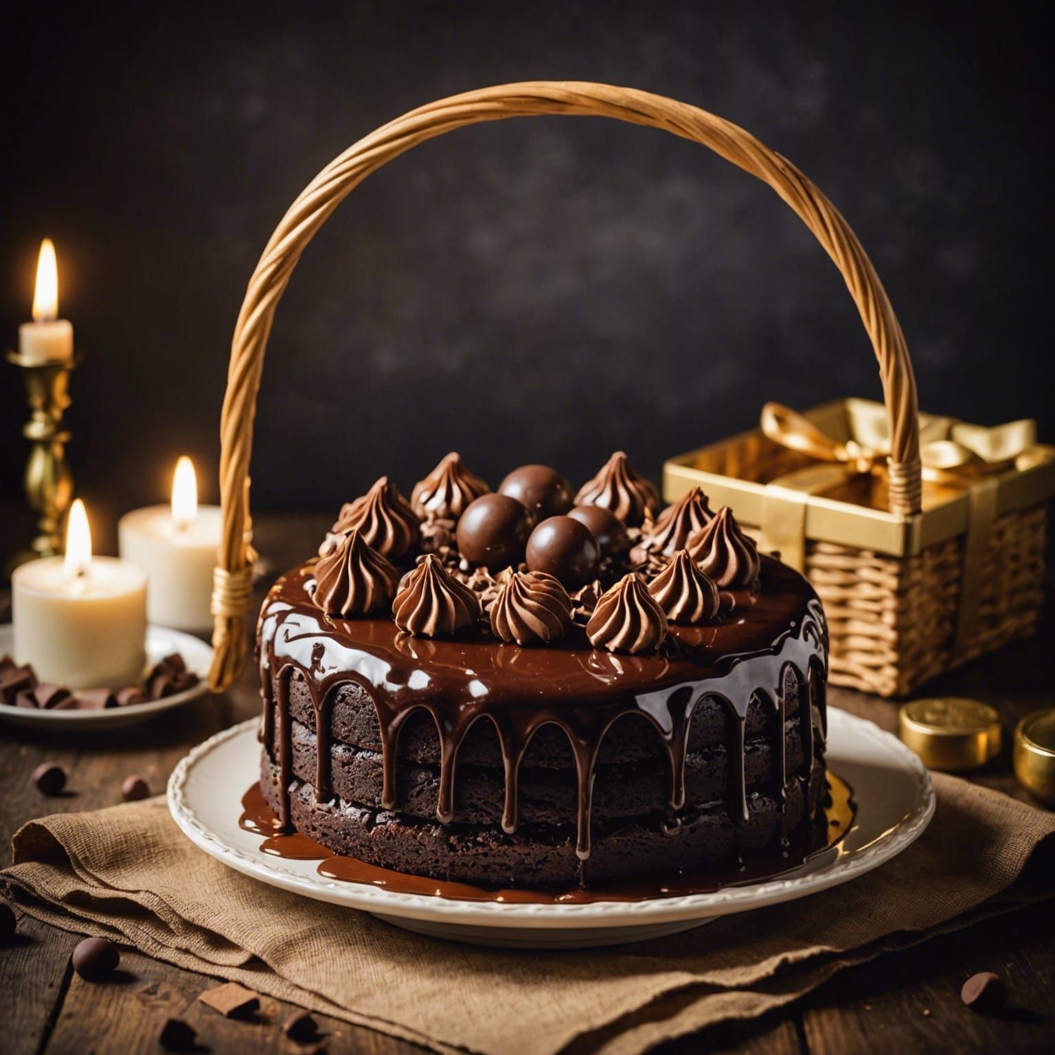 Luxurious Melted Chocolate Cake Gift Basket