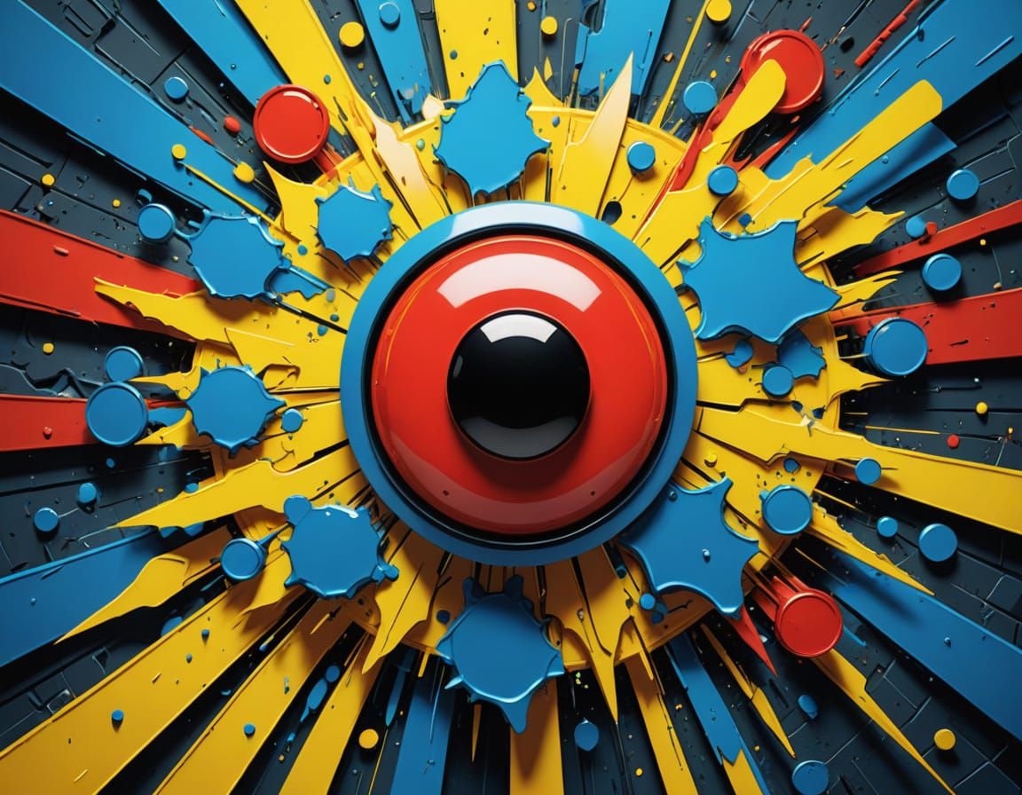Vibrant Pop Art Masterpiece of Ominous Red Button
