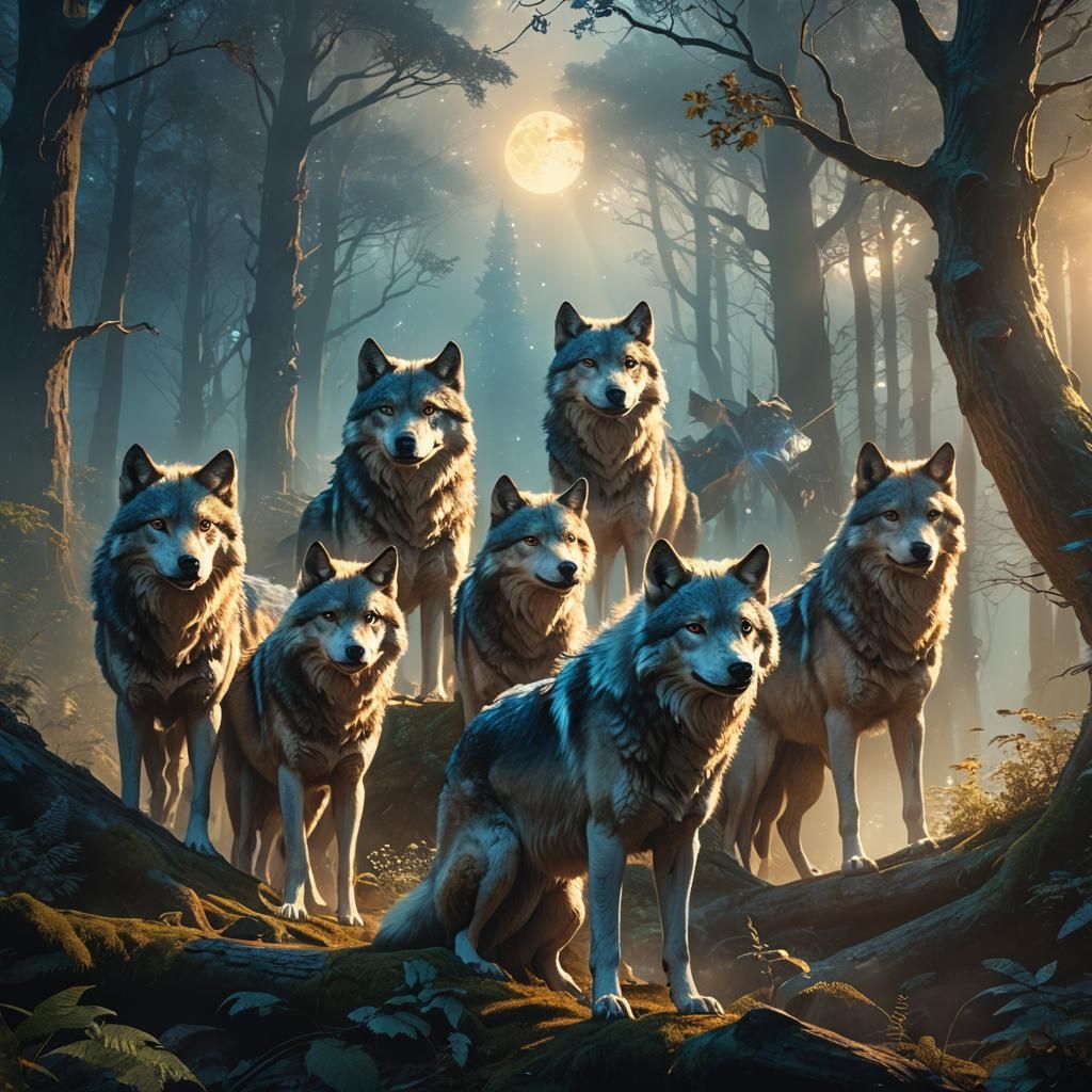 Mystical Wolves Surrounded by Magical Chaoslace