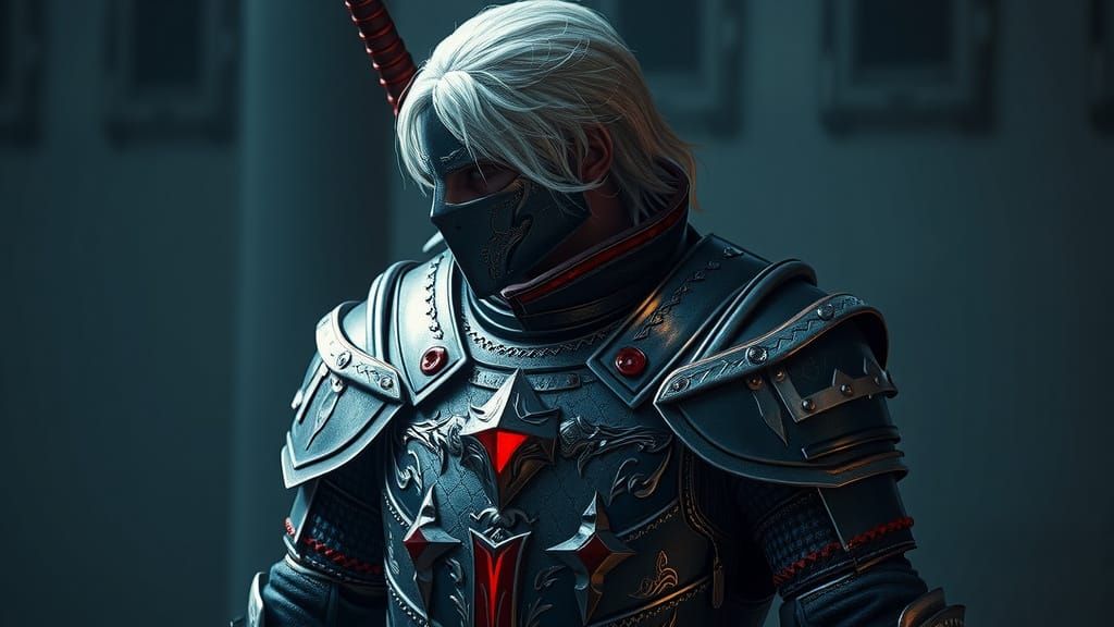 Hyperrealistic Witcher Armor with Glowing Sword