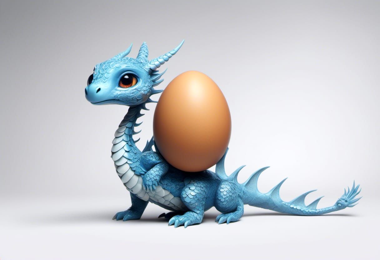 Blue Dragon Hatchling Concept Art in 8k