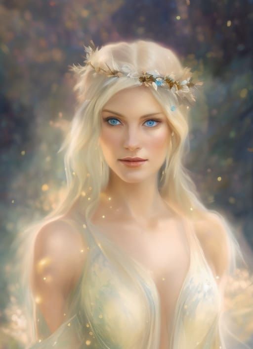 Elven Woman Portrait Under Starry Night Sky