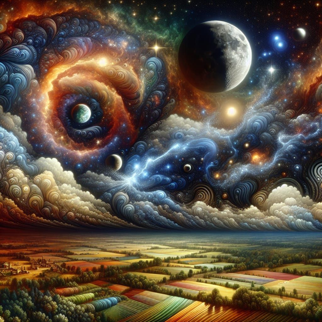 Spectacular Space Storm Over Rural Landscape