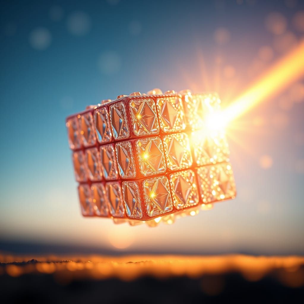Stunning Diamond-Encrusted Rubik's Cube Comet in Hyper-Reali...