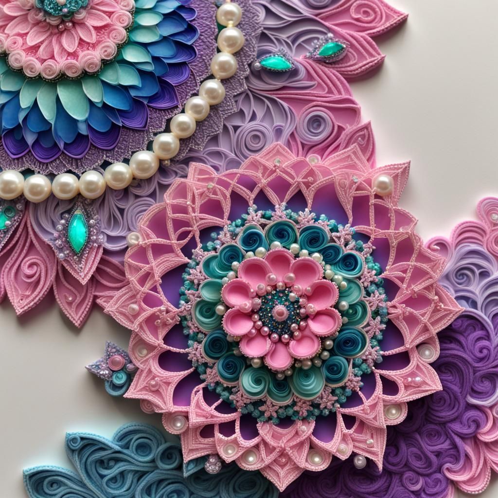 Intricate Mandala Design with Jewels and Flowers