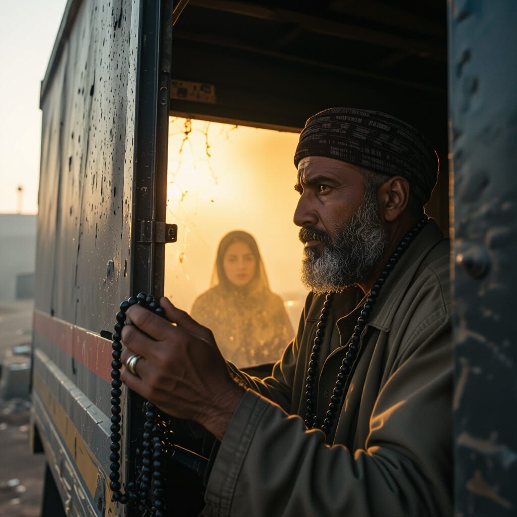 Humanitarian Truck Scene: Light and Shadow Drama