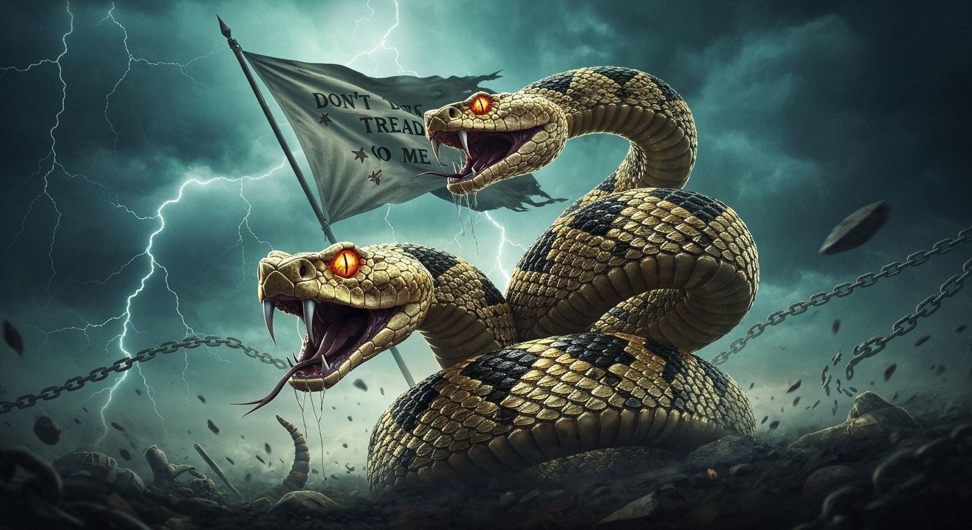Rattlesnake Ready to Strike in Apocalyptic Storm