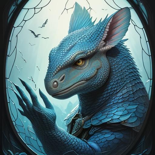 Fantasy Creature Snout Pressed Against Glass Window