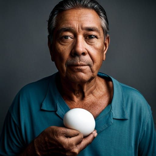 Man Eating Egg Portrait in Professional Style