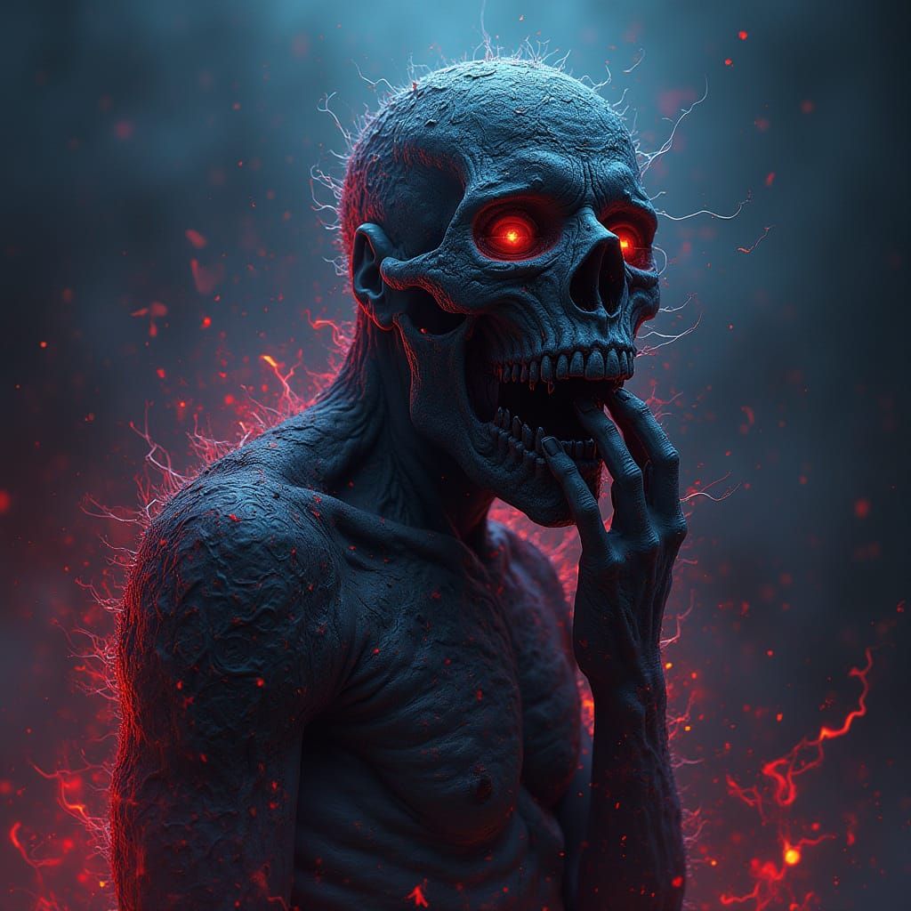 Figure Consumed by Rage in Abstract Vector Style