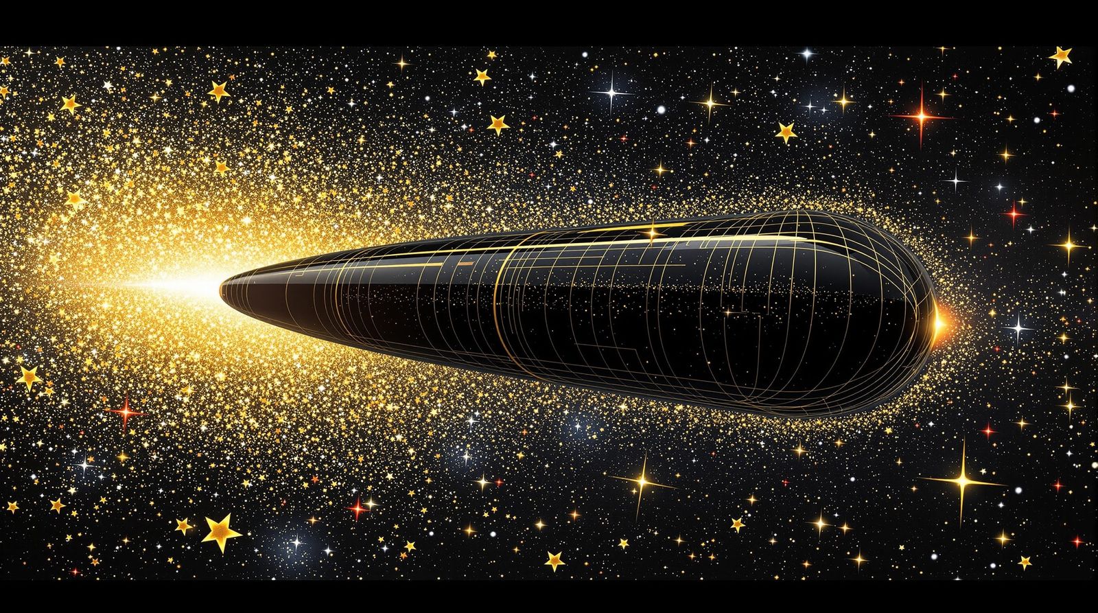 Sleek Onyx Starship in Interstellar Medium