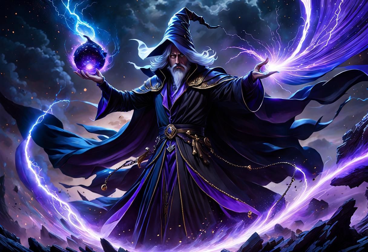 Dark Wizard Conjuring Spirits in a Gothic Art Style