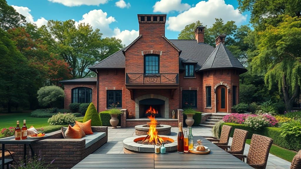 Luxurious Garden Party with Fire Pit, Naturalistic Architect...