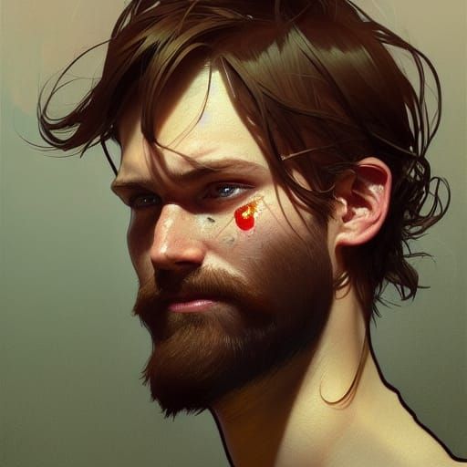 Portrait of a Crying Man in Digital Art Style