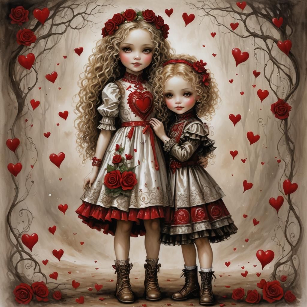 Valentine's Day: Hyperrealistic Portrait of a Girl and Boy