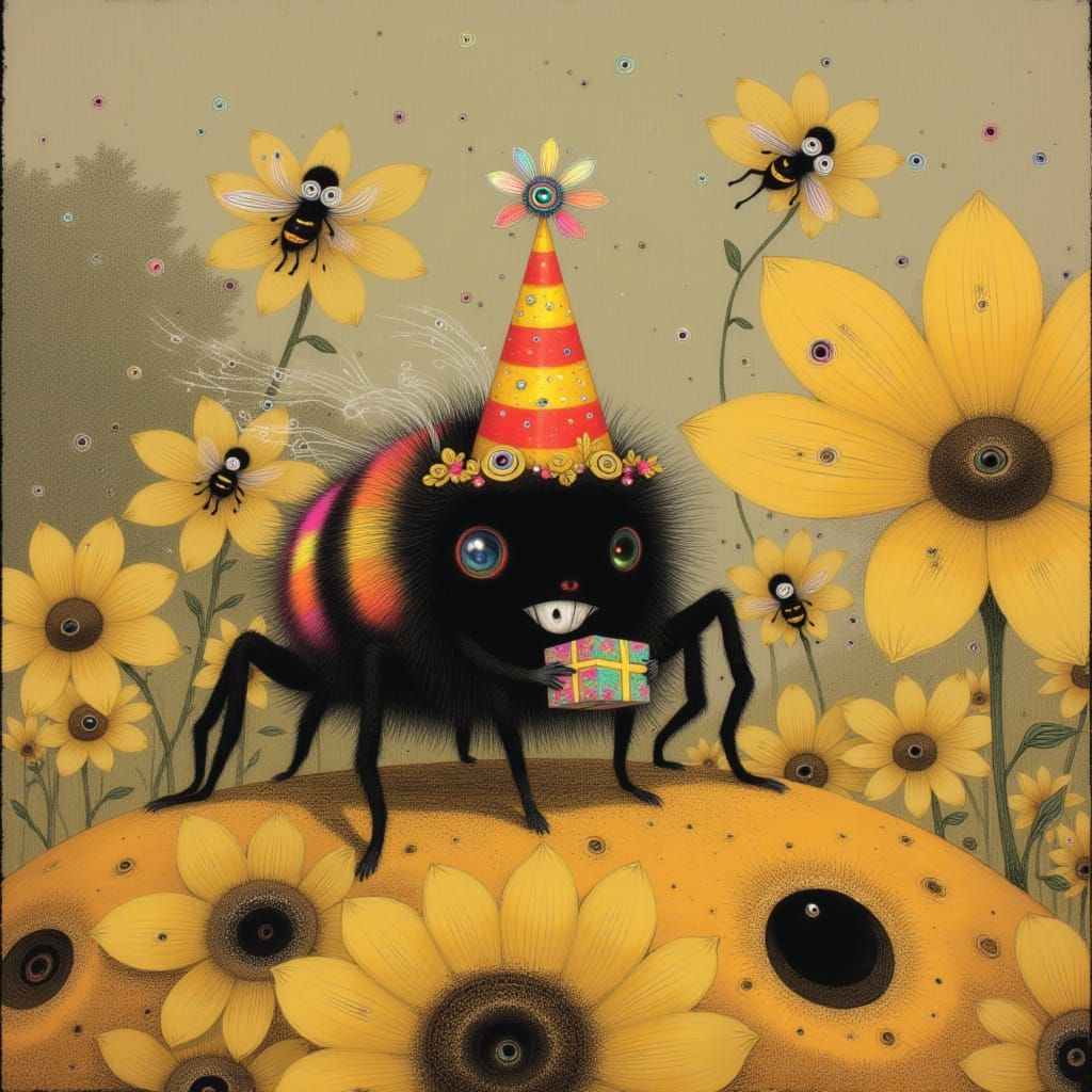 Jumping Spider Celebrates at the Bee Hive