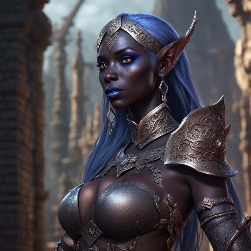 Drow Cleric of Eilistraee: Detailed Matte Painting