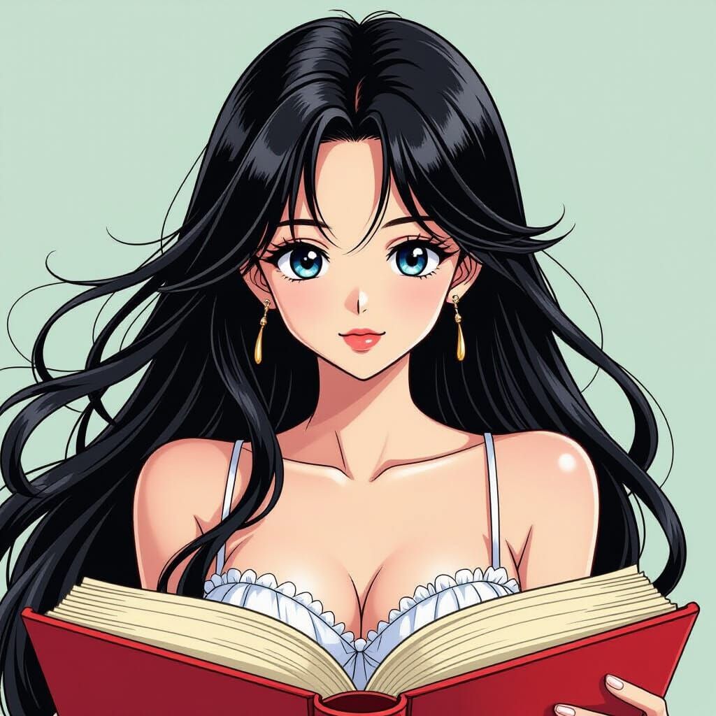 Manga Woman Emerges From Book