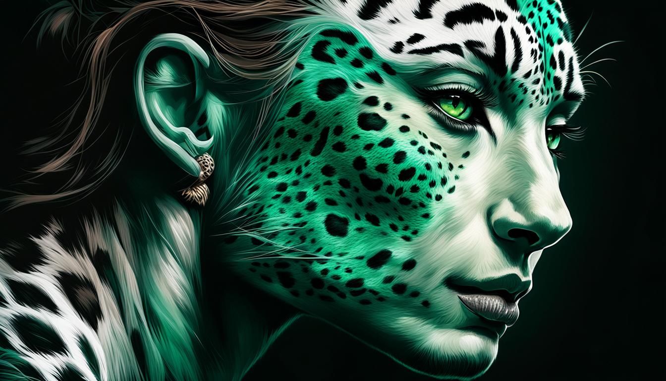 Eerie Leopard Woman Hybrid in Dark Fantasy Style