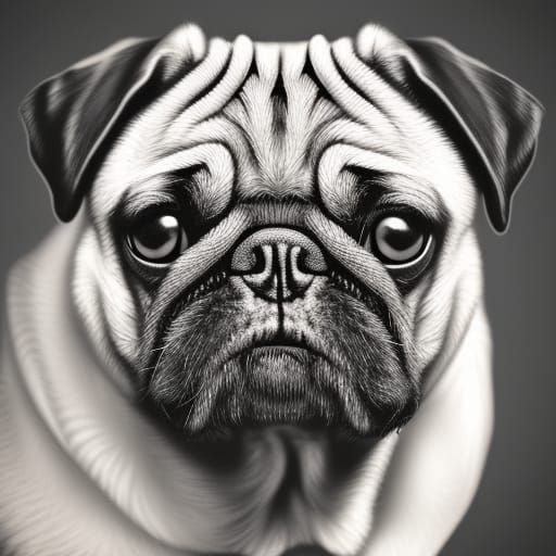 Hyperrealistic Face of a Pug-like Old Man