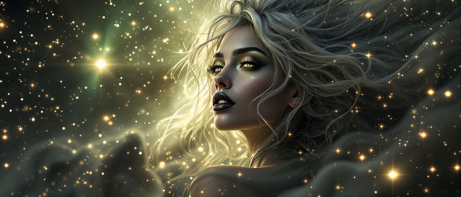 Venus Rising in Cosmic Aurora Dreamscape