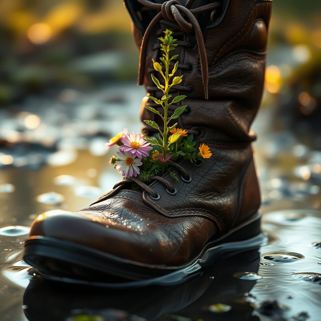 Enchanted Boot: A Botanical Still Life