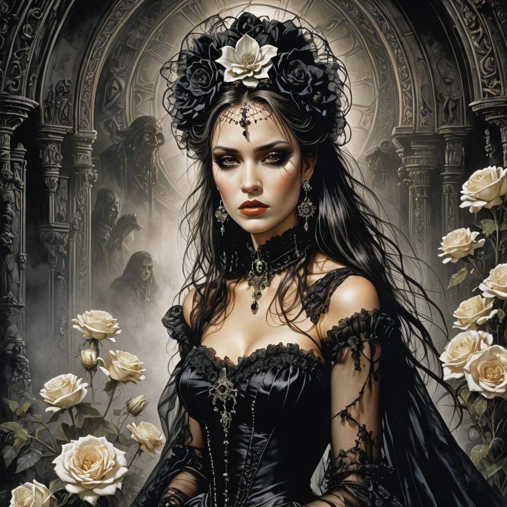 Luxurious Gothic Princess in Haute Couture Style