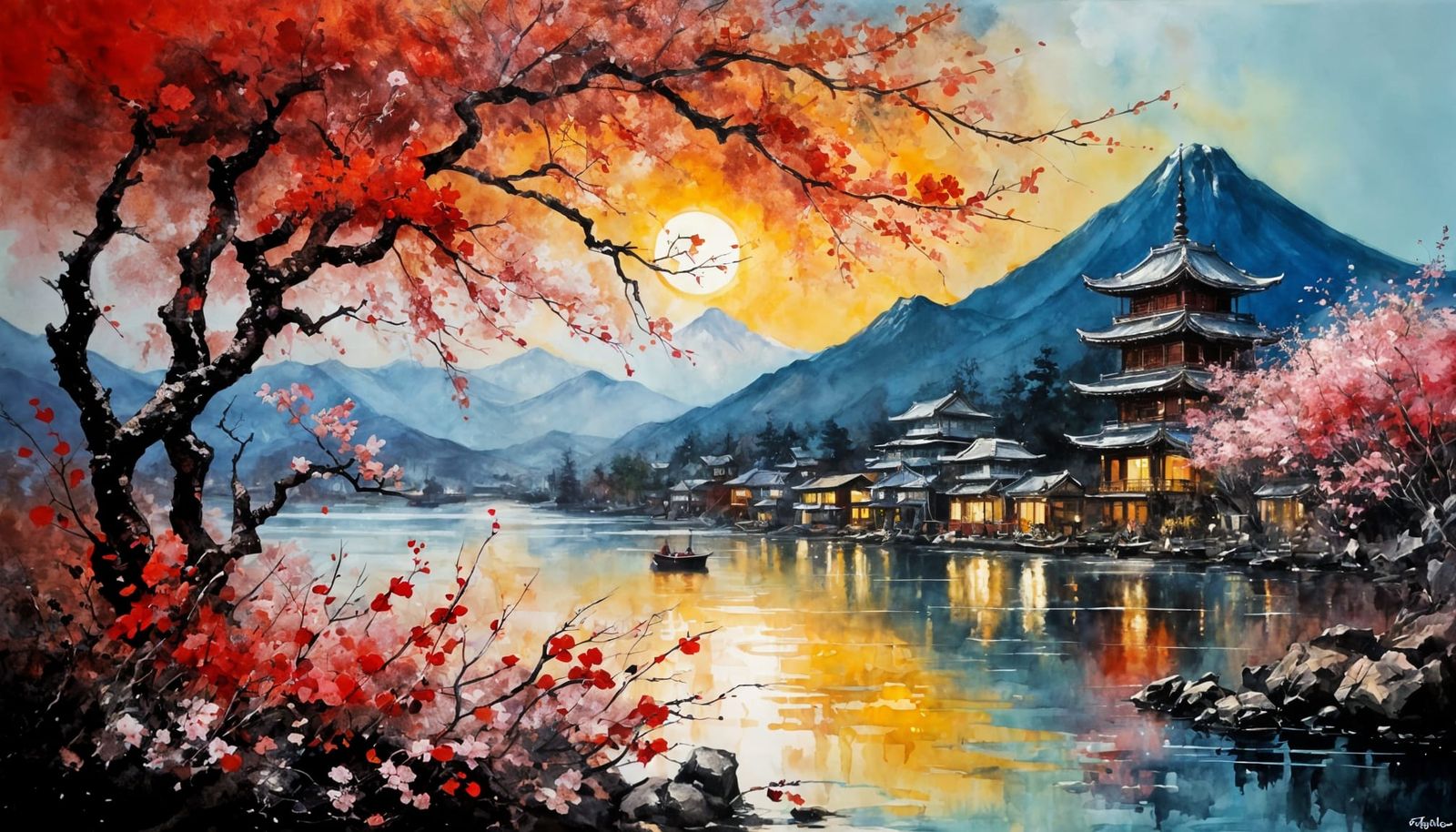 Shadowy Harbor with Glowing Alcohol Ink Art