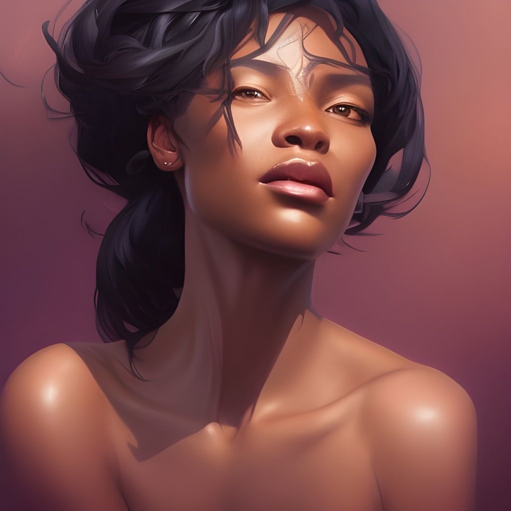 Beautiful Black Lady Portrait in Digital Art Style