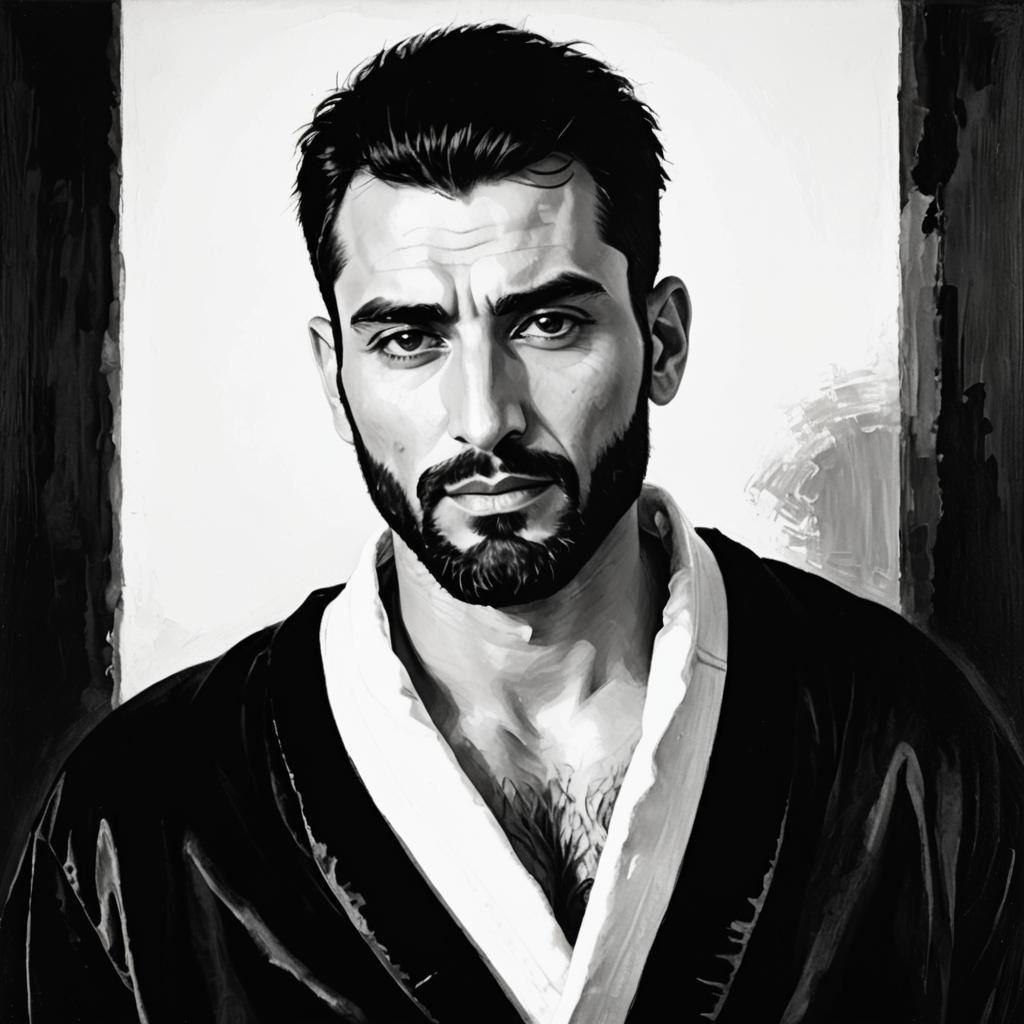 Middle Eastern Man in Neo-Impressionist Oil Painting