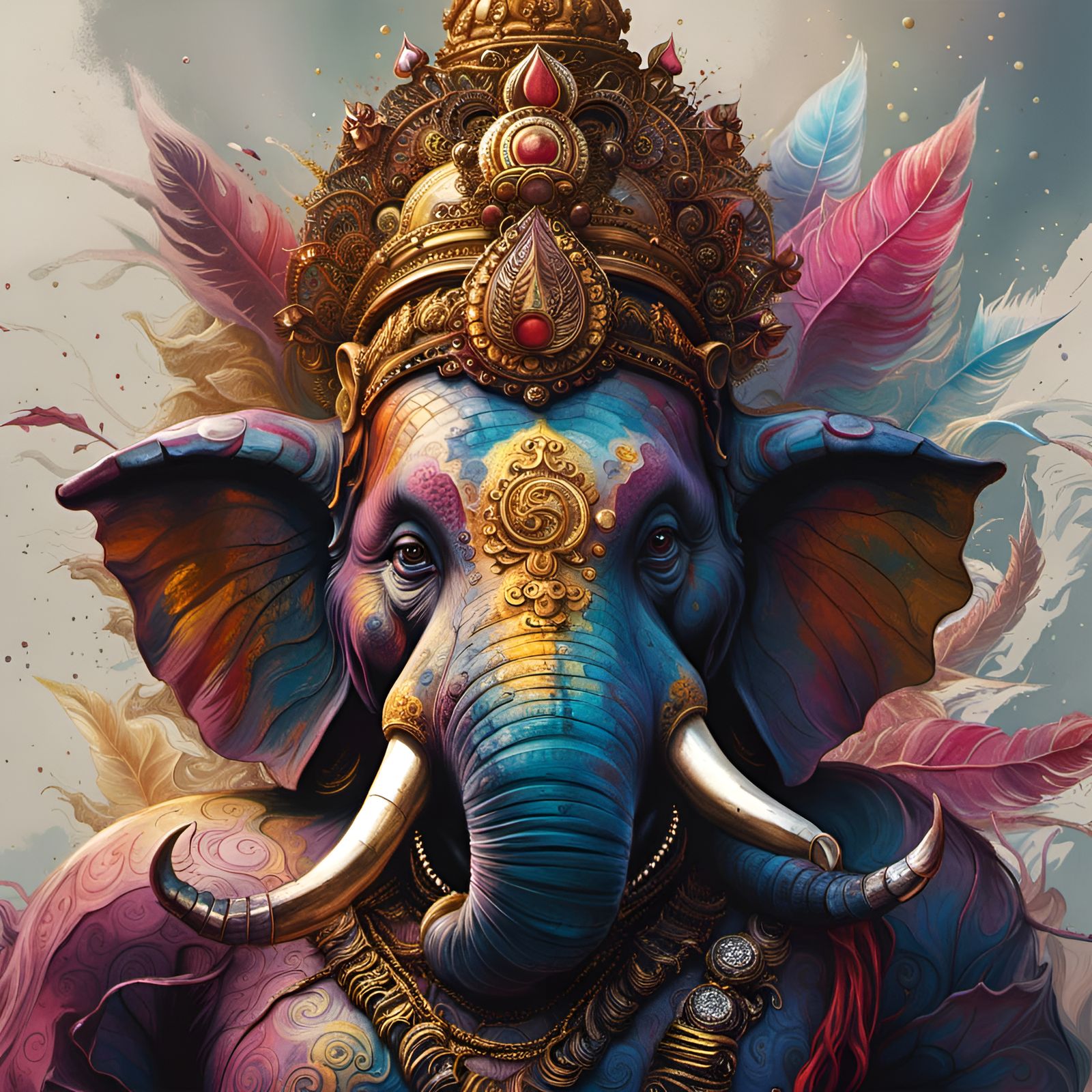 Hyperrealistic 3D Ganesha with Gilded Details