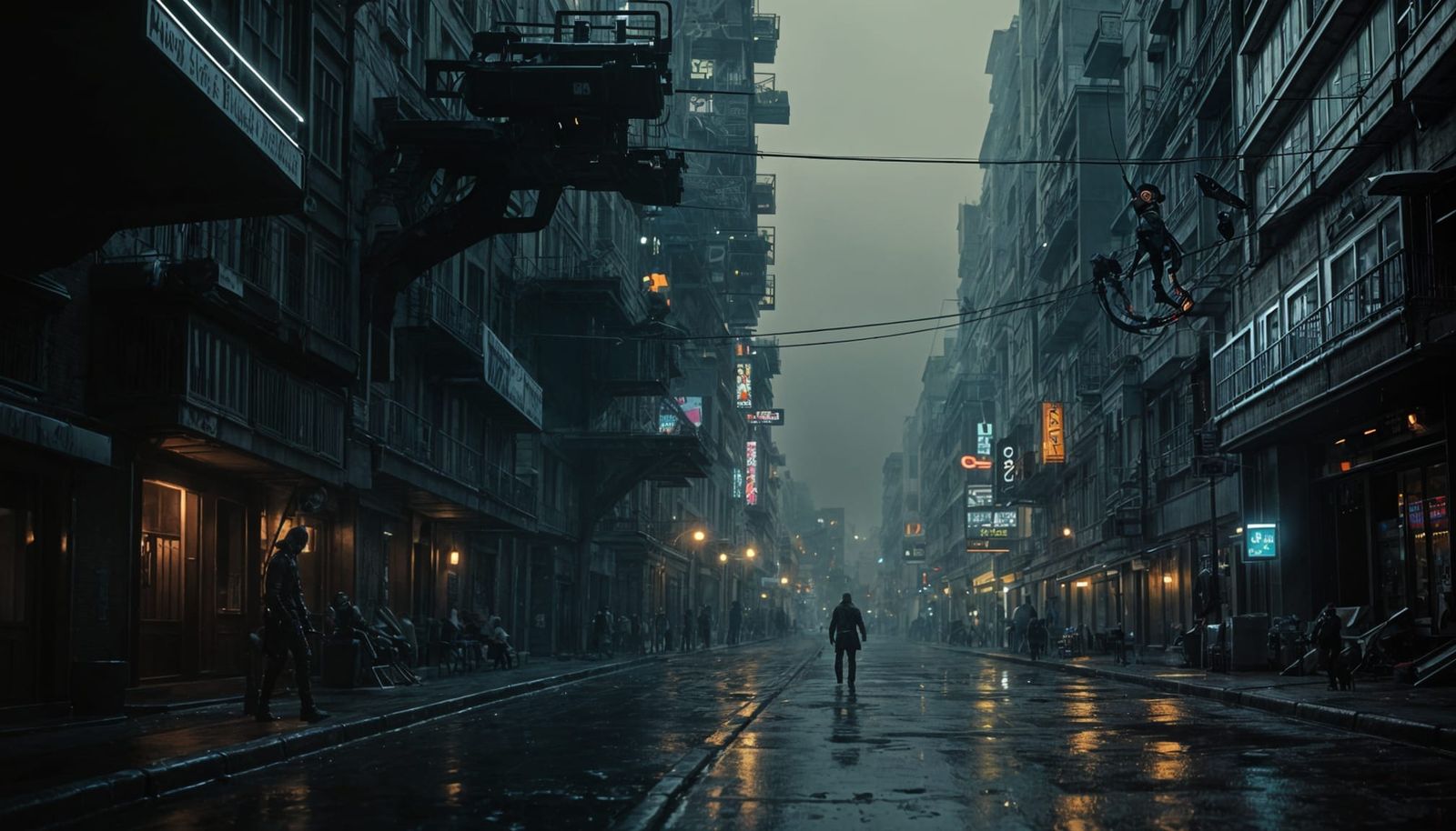 Dark Alleyway Gunslinger in Cyberpunk Metropolis