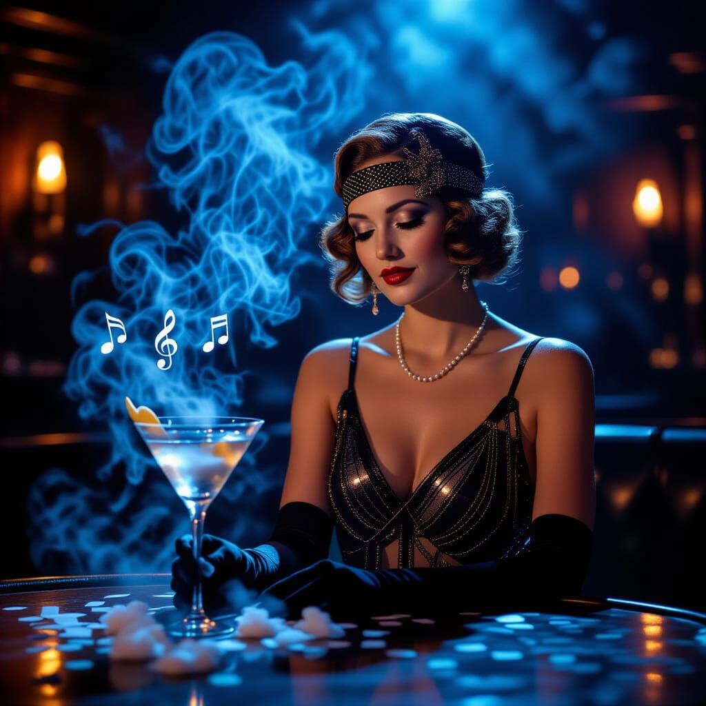 1920s Jazz Bar Scene with Martini
