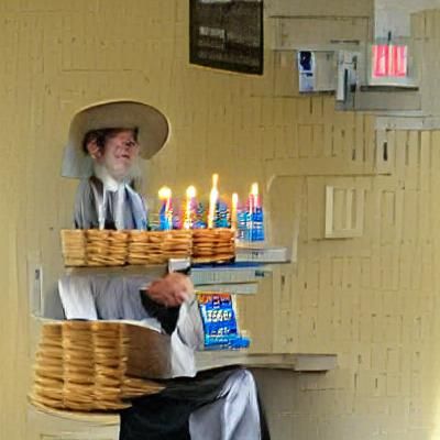 Amish Man Birthday Celebration Digital Painting