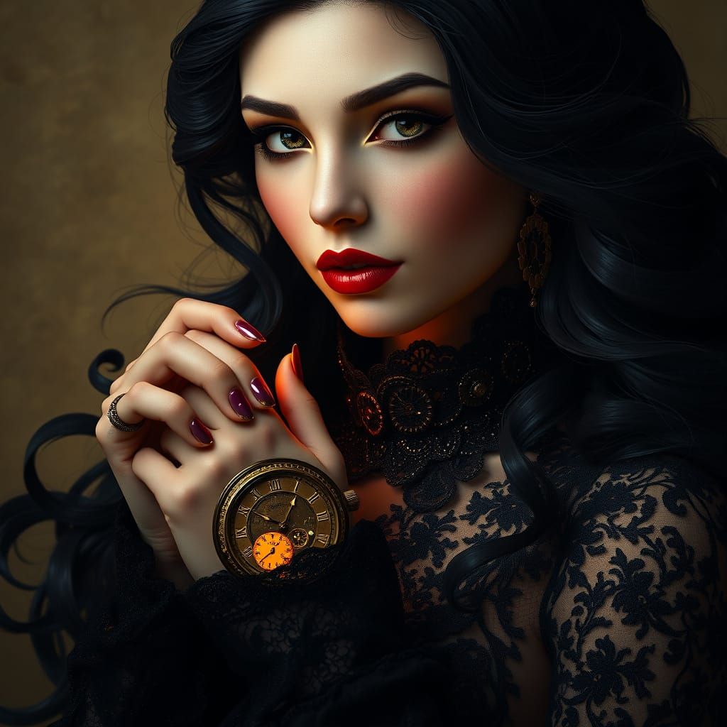 Steampunk Femme Fatale in Victorian Elegance