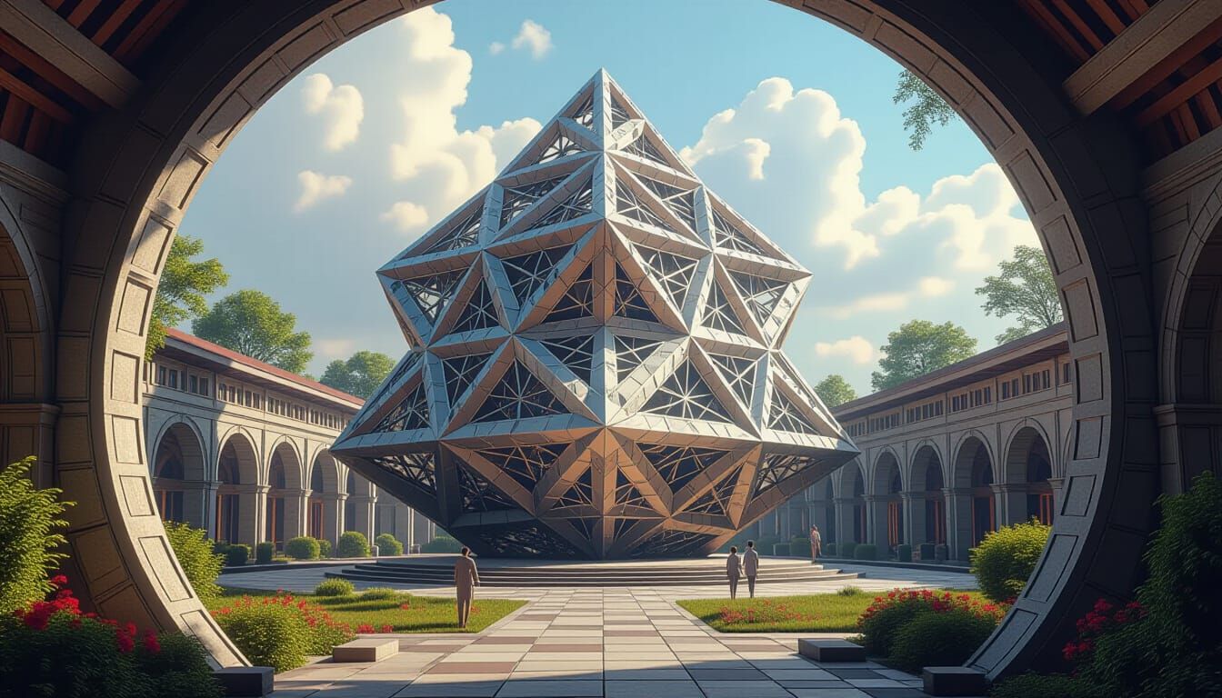 Intricate Papercraft Henge with Neon Hues