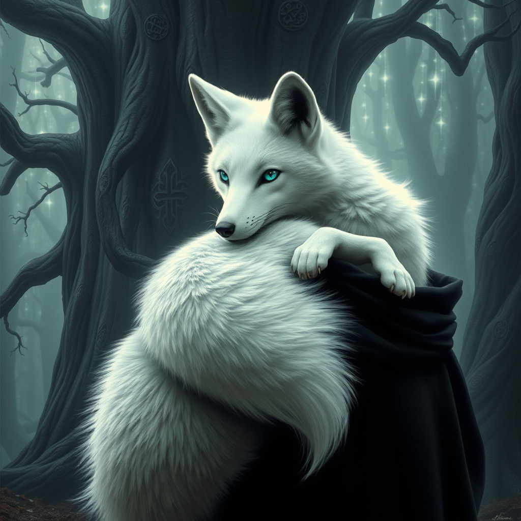 Mystical Fox Shoulder Wrap in Dreamlike Forest