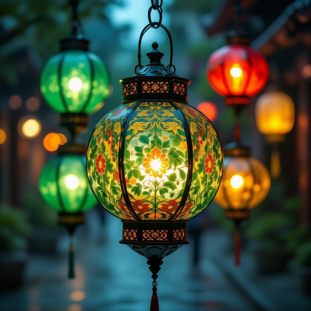 Intricate Lantern Double Exposure: Fine Art