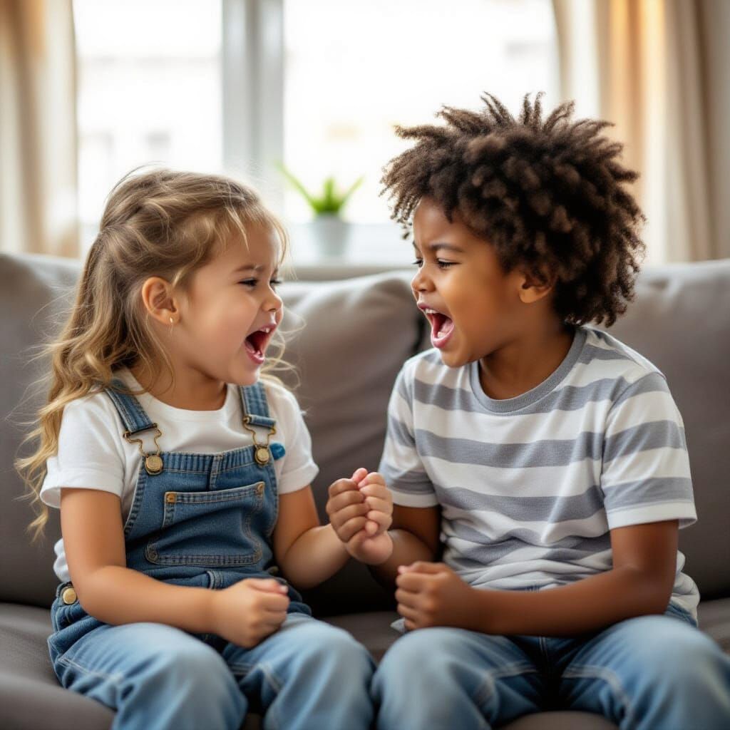 Young Siblings Arguing Playfully