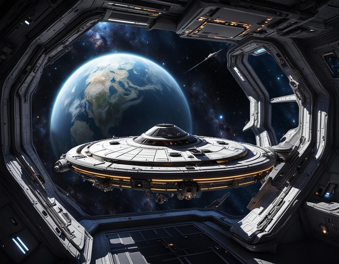 Futuristic Spaceship Journey Through the Galaxy