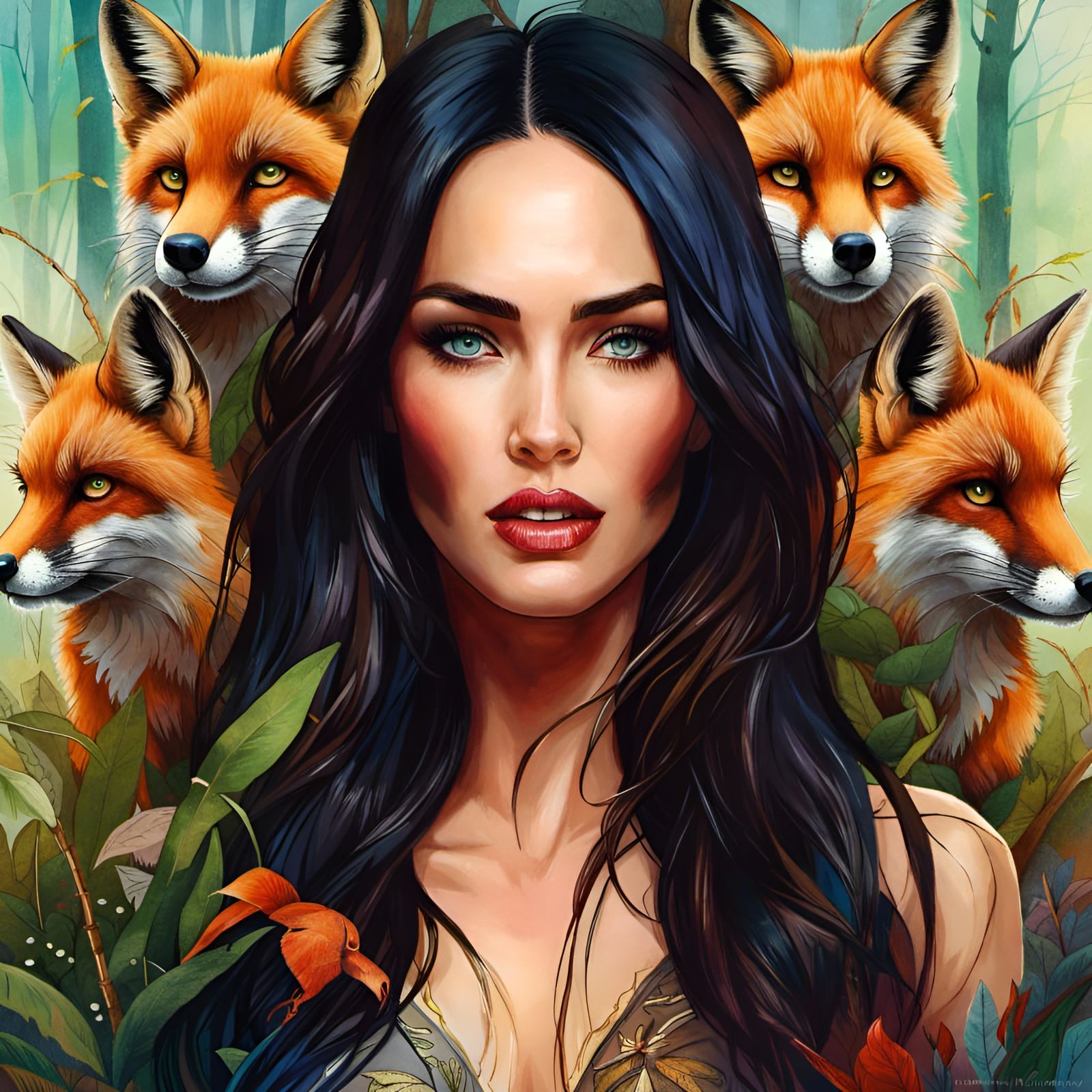 Fox Outfit Portrait in Art Nouveau Style