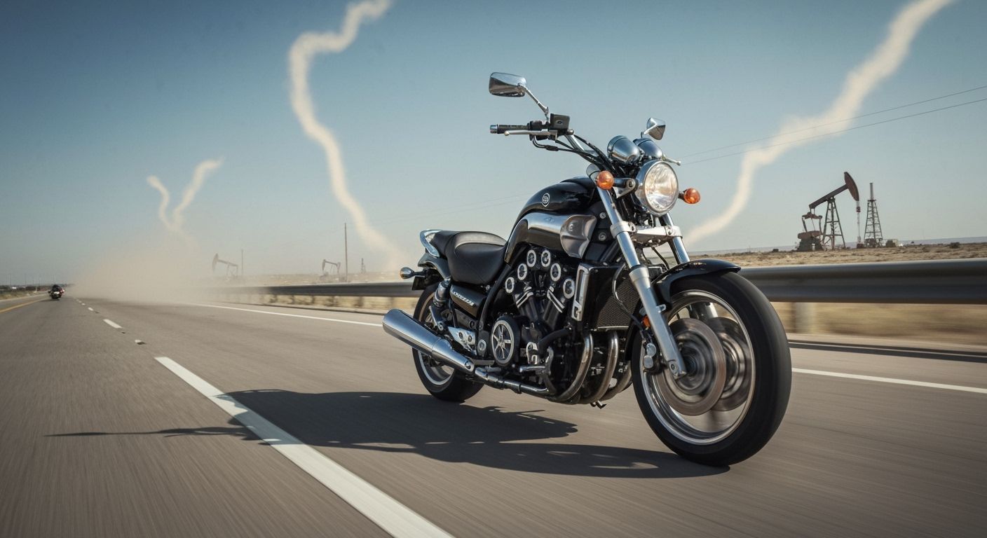 Yamaha V-Max Speeds Down Sun-Drenched Texas Freeway
