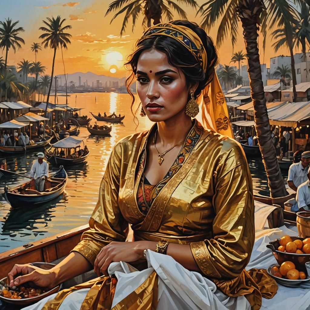 Odalisque at Sunset: Luminous Masterpiece in Tempera