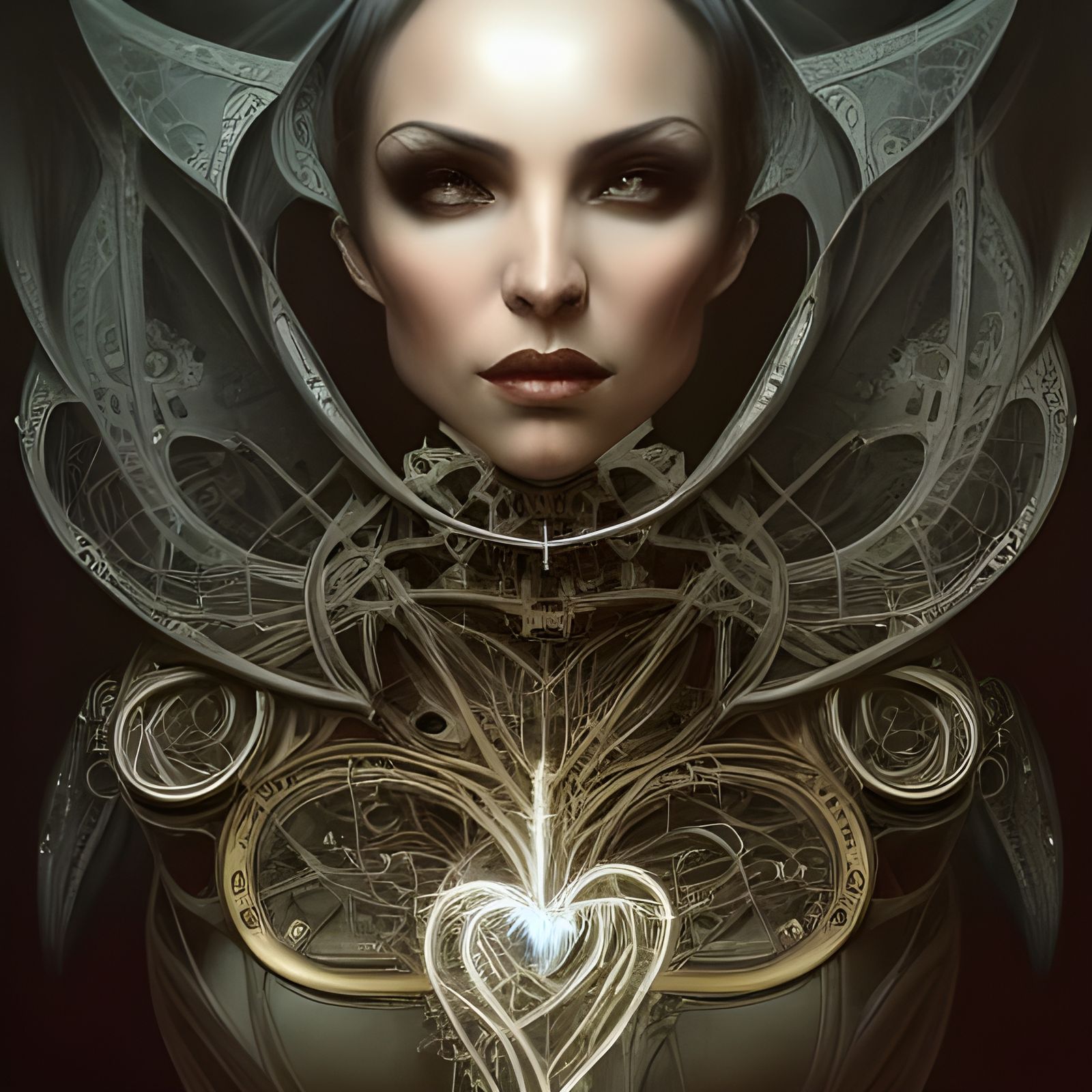 Gothic Woman with Mechanical Heart Digital Painting