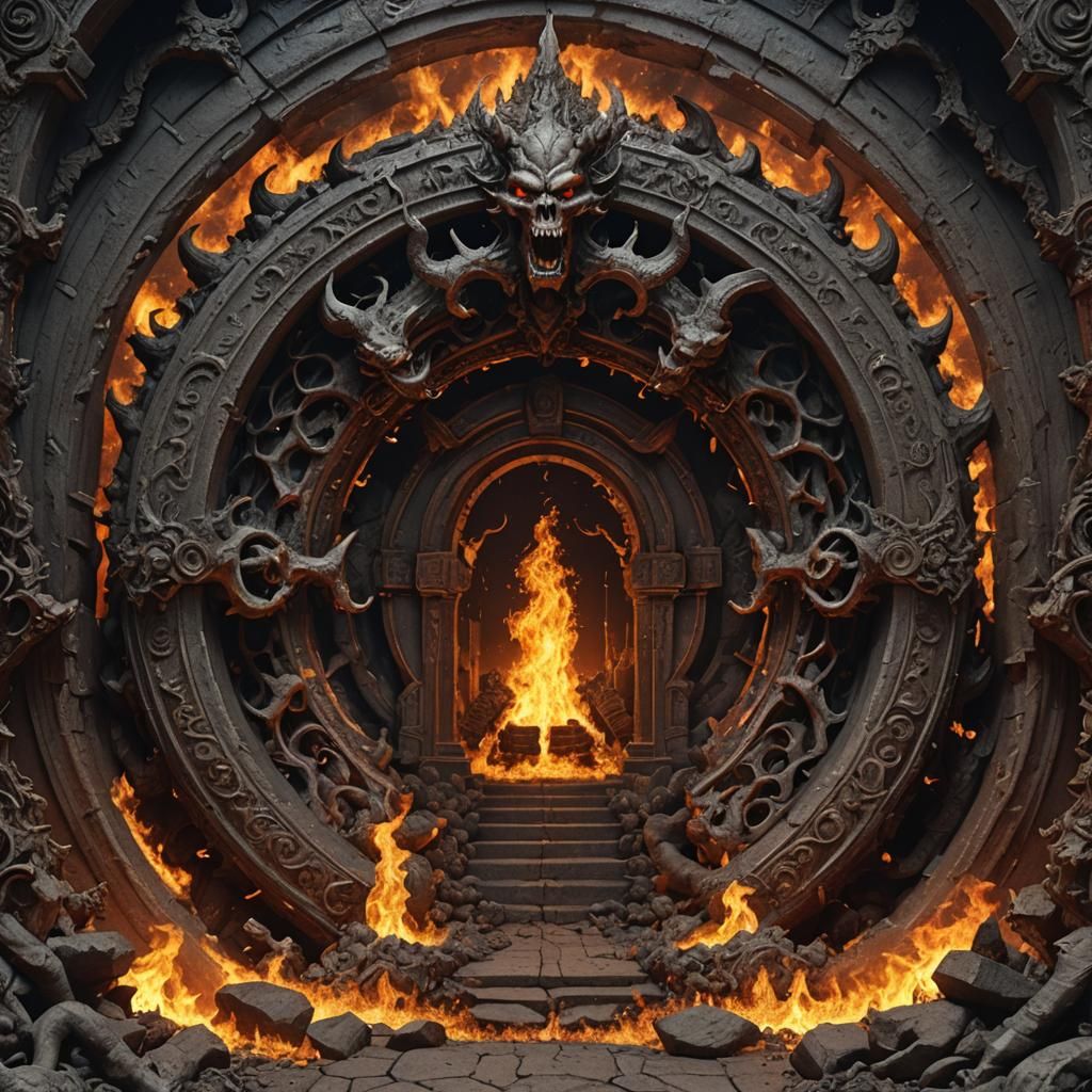 Infernal Portal Opens: Demon Emerges in Fiery Ash
