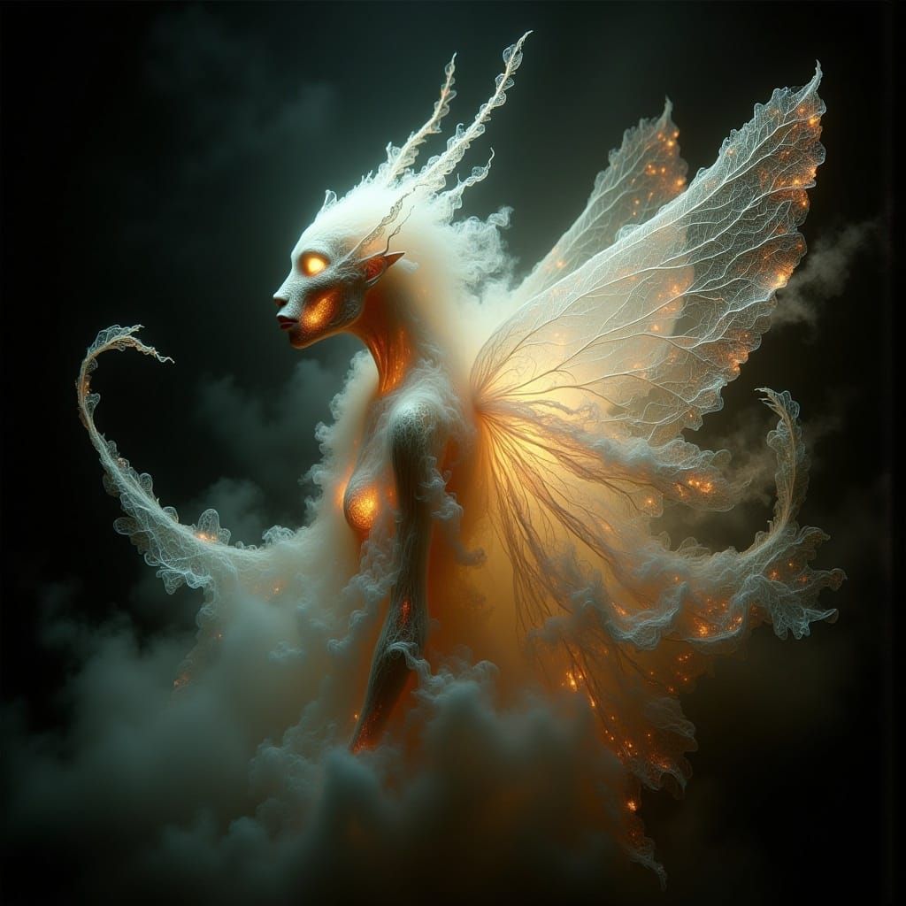 Ethereal Glowing Creature in Gothic Lace