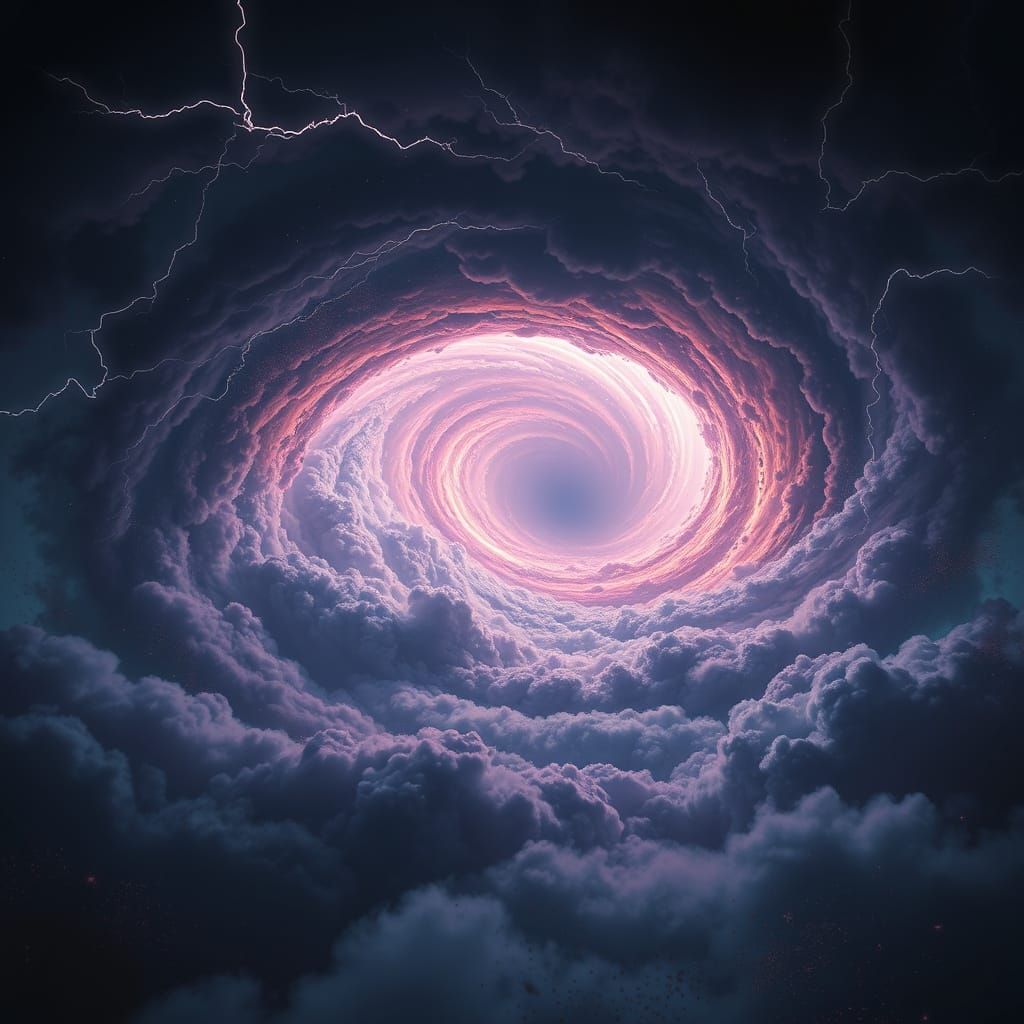 Surreal Infinite Tornado in Vibrant, Electric Atmosphere