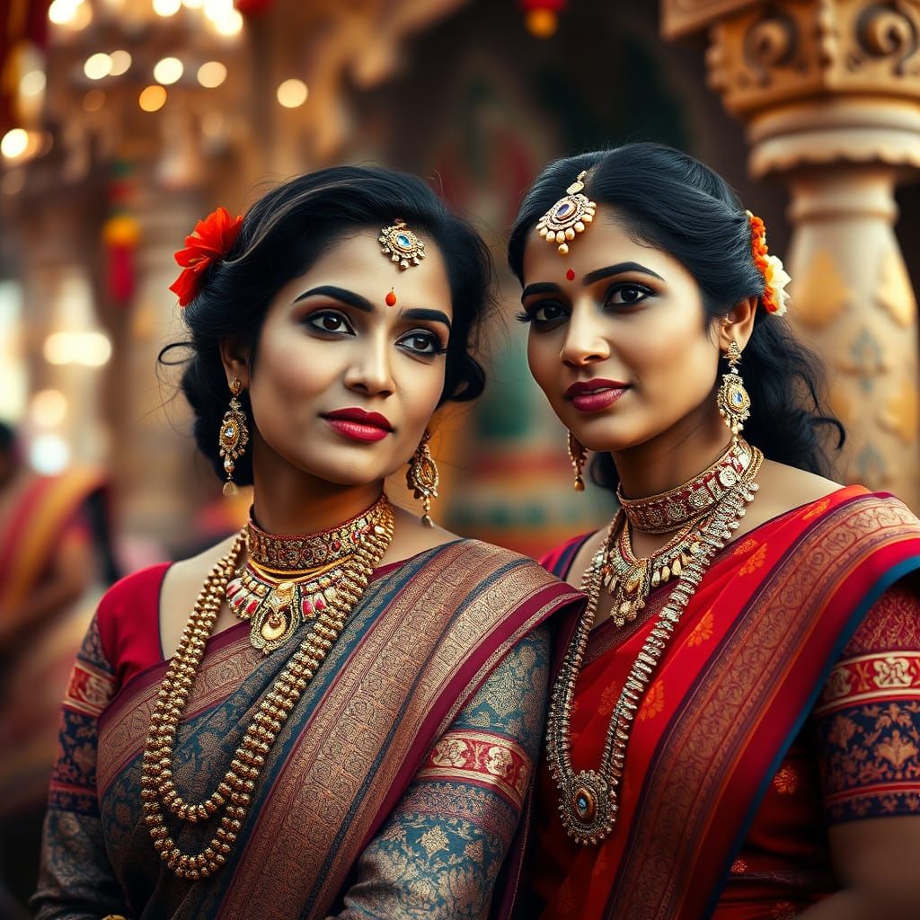 Indian Women in Traditional Attire on Maha Shivaratri